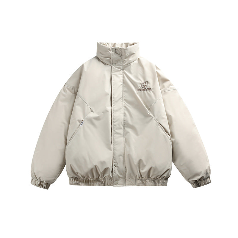 Unisex Boxy padded short jacket with stand-up collar and concealed button placket Mune Fashion