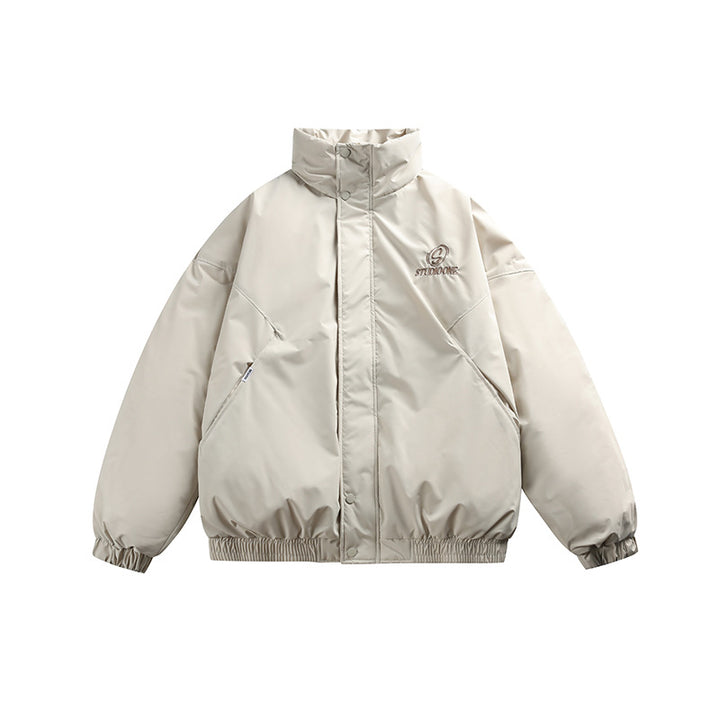 Unisex Boxy padded short jacket with stand-up collar and concealed button placket Mune Fashion