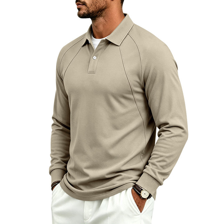 Men's long sleeve polo made of fine cotton blend with raglan seams and ribbed cuffs Mune Fashion