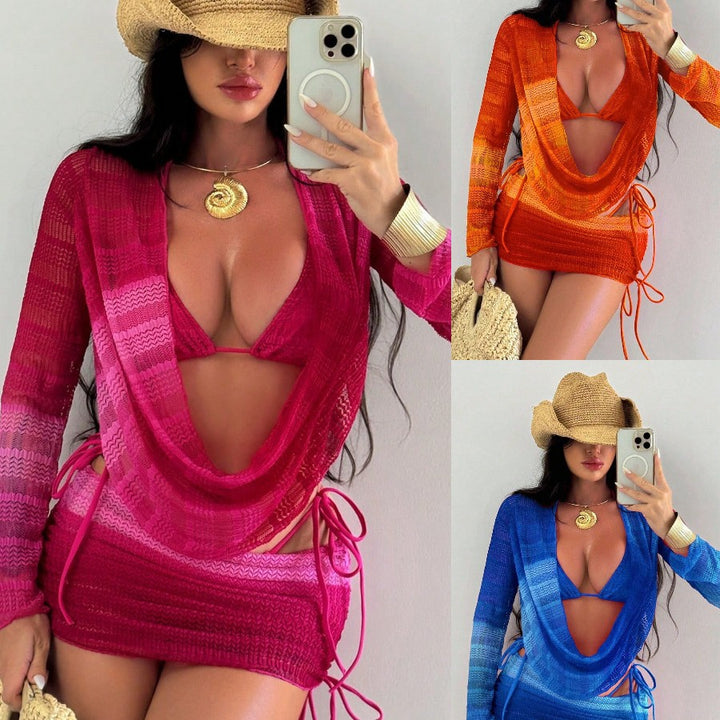 Women's beach dress with modern cut and adjustable gathering Mune Fashion