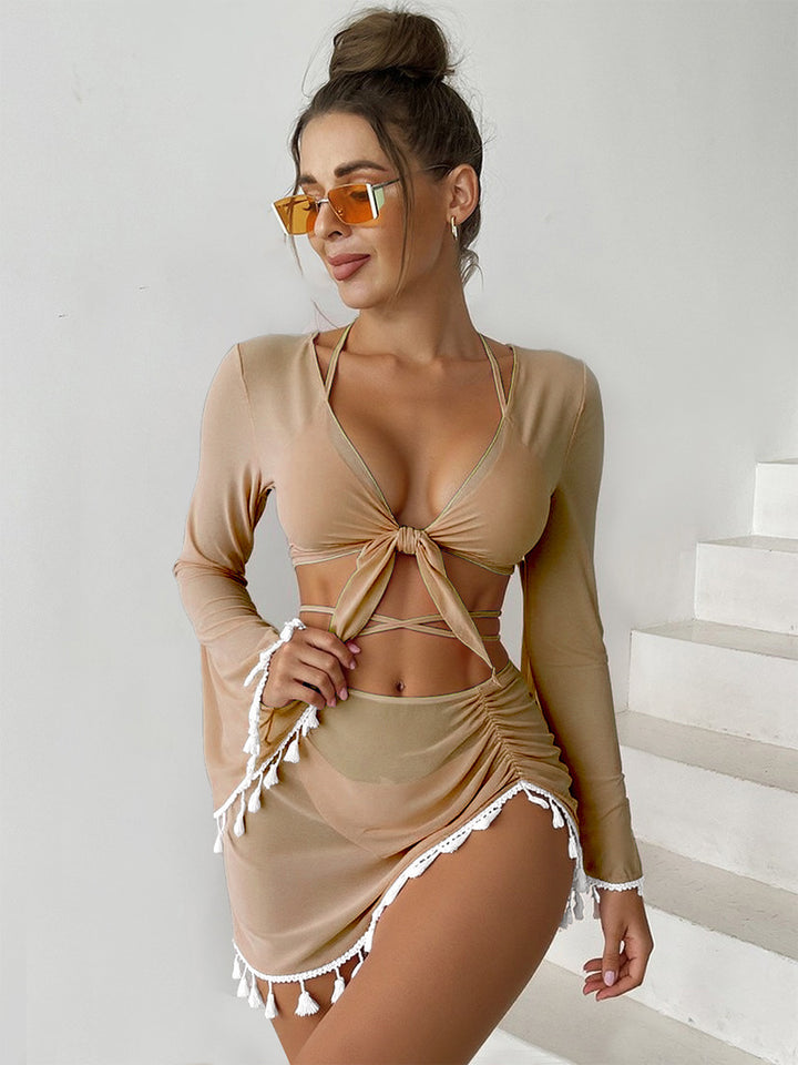 Women's swim set with stylish top and wrap skirt Mune Fashion