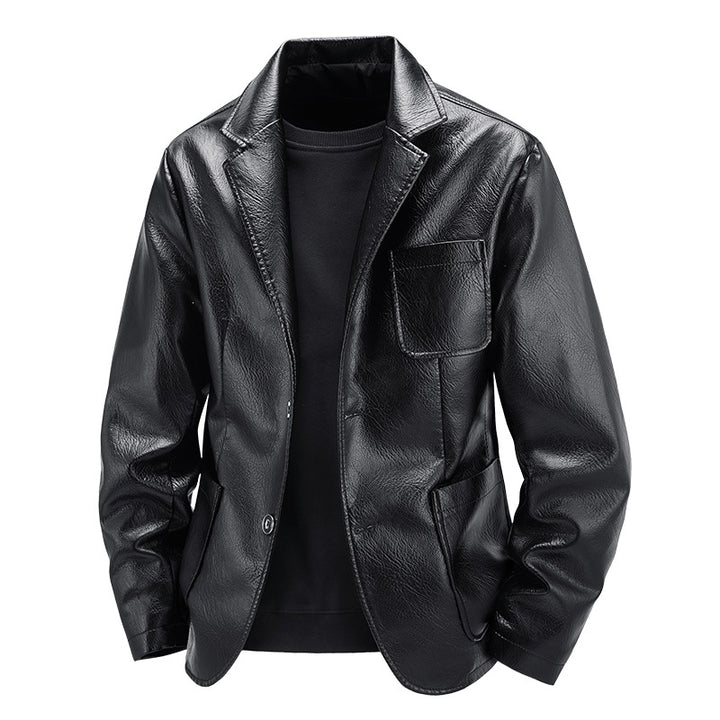 Men's Elegant Faux Leather Jacket in Classic Cut Mune Fashion