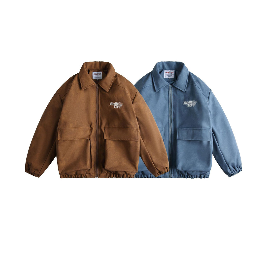 Men's Boxy Suede-Effect Blouson Jacket with Applied Flap Pockets Mune Fashion