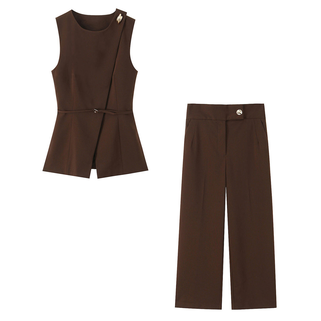Women’s Wide Trousers with High Waist, Crease and Straight Leg Mune Fashion