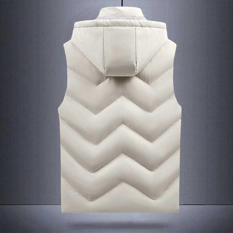 Men's quilted vest with hood, windproof outer shell and high collar Mune Fashion