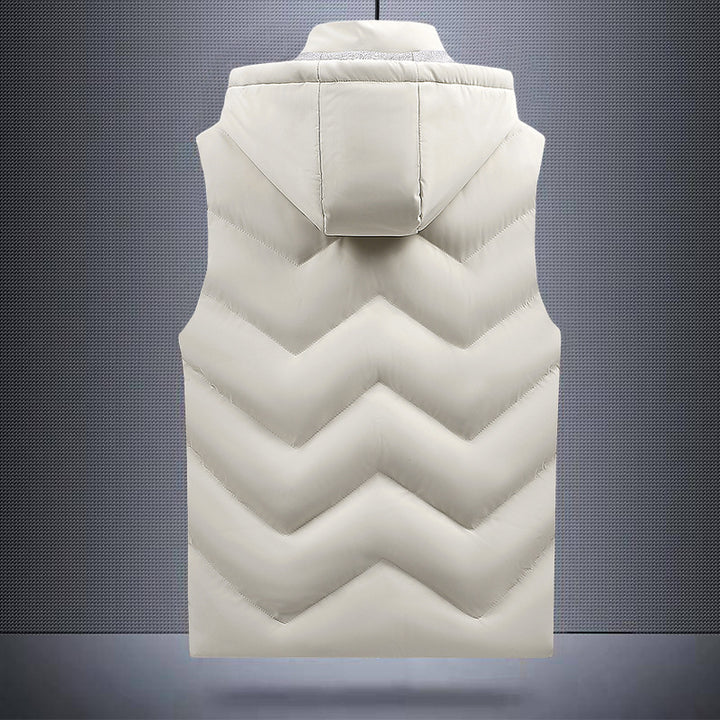 Men's quilted vest with hood, windproof outer shell and high collar Mune Fashion