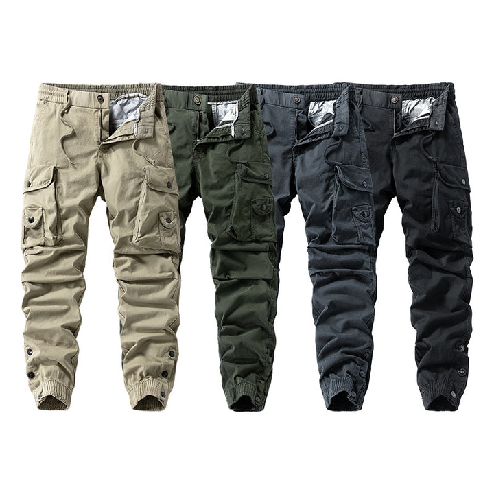 Men's Tactical Cargo Jogger Pants with Drawstring Waistband and Adjustable Snap Pockets Mune Fashion