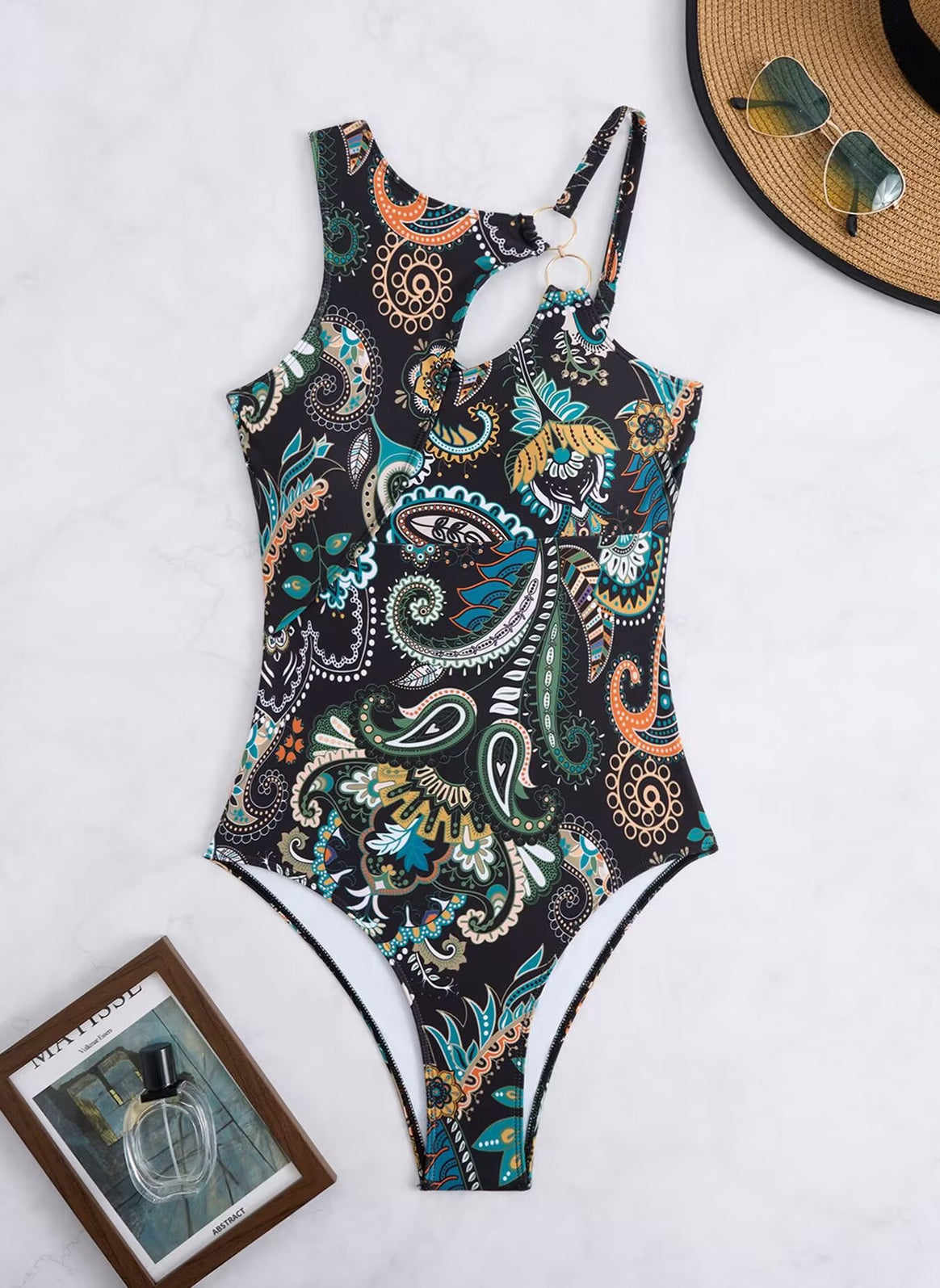 Ladies Elegant One-Piece Swimsuit with Asymmetrical Design Mune Fashion