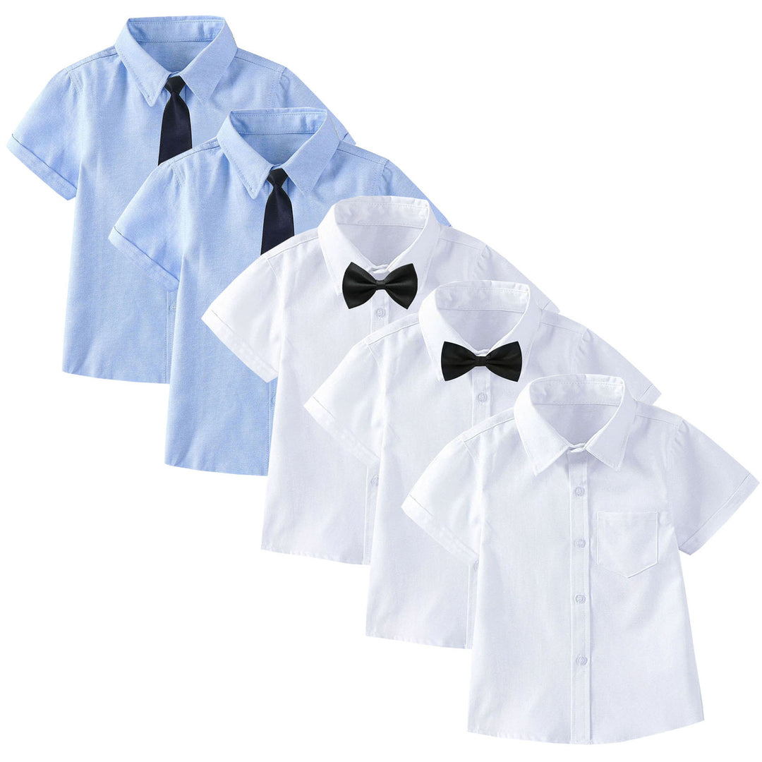Women Short Sleeve Shirt Set with Tie and Bow Tie Mune Fashion