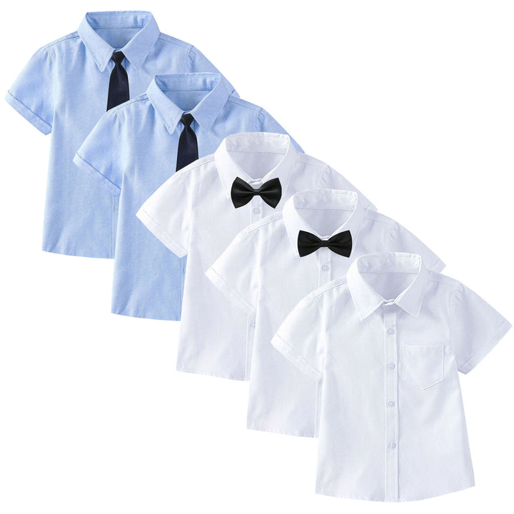 Women Short Sleeve Shirt Set with Tie and Bow Tie Mune Fashion