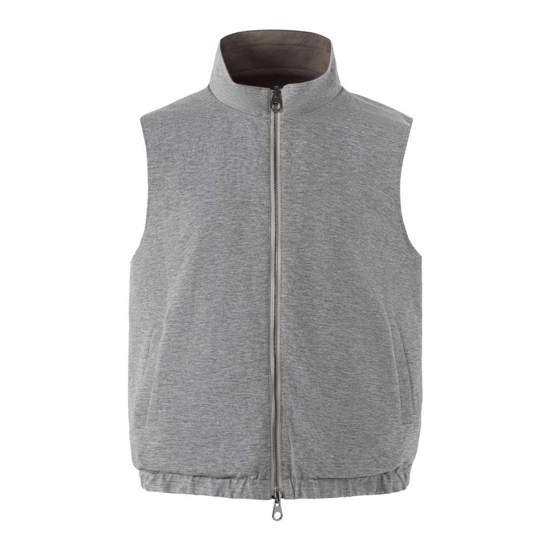 Unisex Reversible Padded Vest with High Stand-Up Collar and Elastic Hem Mune Fashion