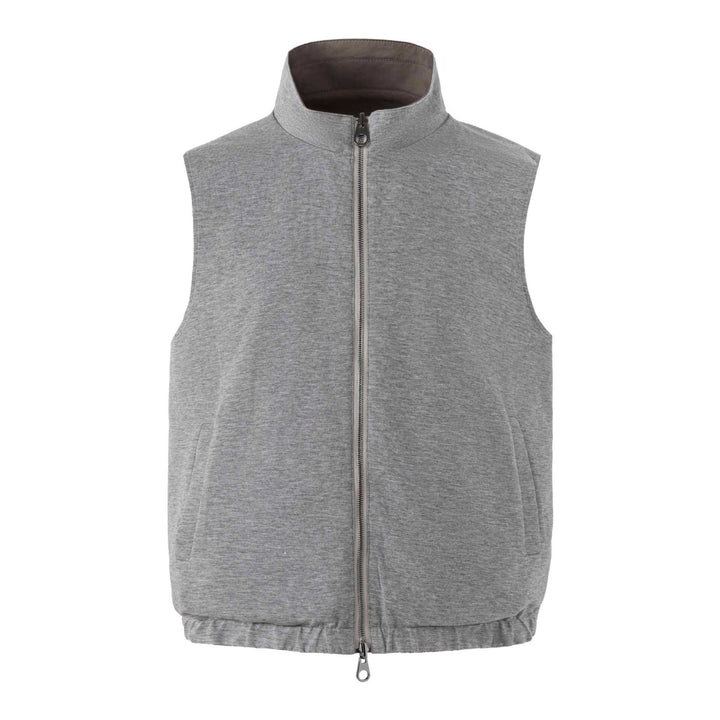 Unisex Reversible Padded Vest with High Stand-Up Collar and Elastic Hem Mune Fashion