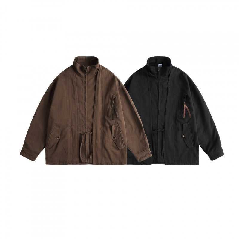 Unisex Boxy Utility Jacket with High Stand Collar, Full Zip and Drawstring Mune Fashion