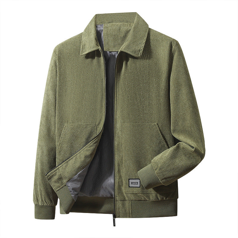 Men's structured casual jacket with fine corduroy fabric, striped lining, and elastic hem Mune Fashion