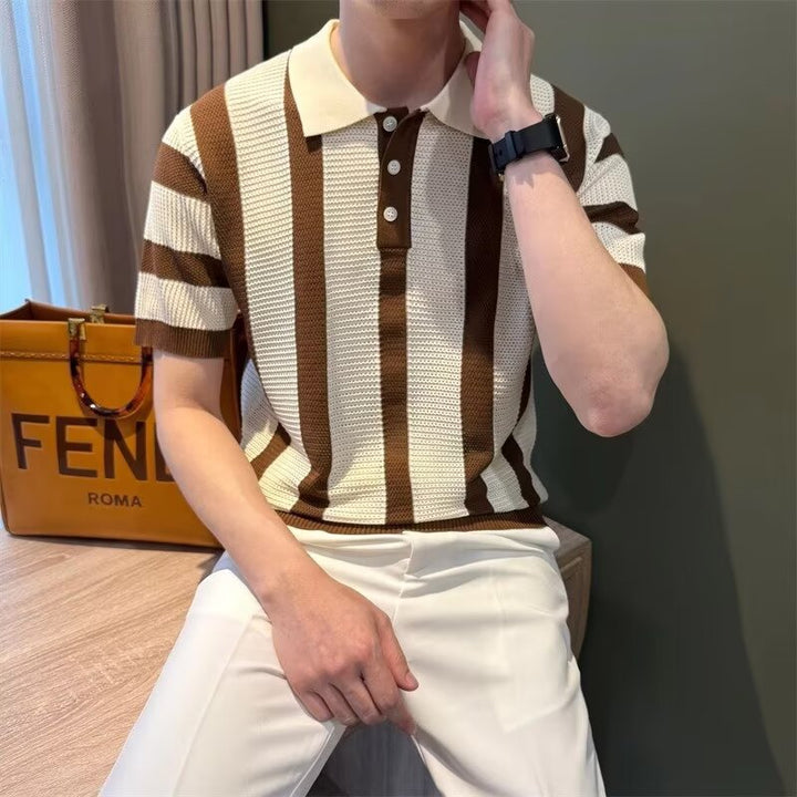Men's Stylish Short-Sleeved Knitted Polo Shirt Mune Fashion