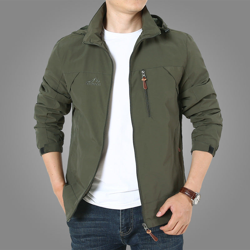 Men's lightweight breathable softshell trekking jacket with hood and mesh lining Mune Fashion