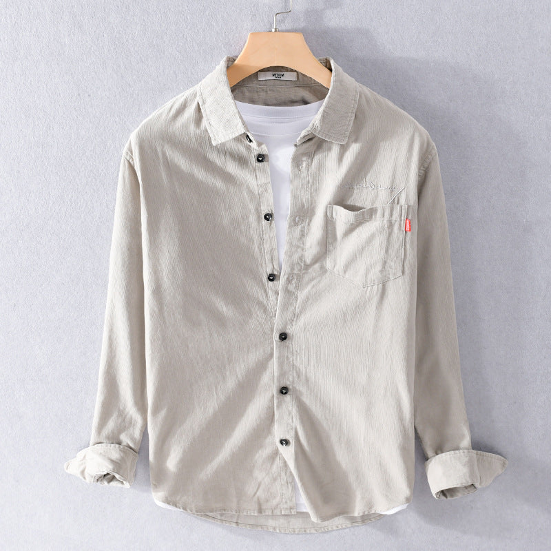 Men's Loose Cotton-Linen Layering Shirt with Chest Pocket and Soft-Touch Texture Mune Fashion