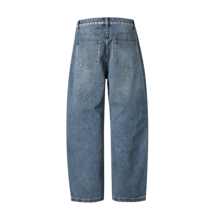 Ladies high-waisted jeans with pleats, straight cut and wide leg Mune Fashion