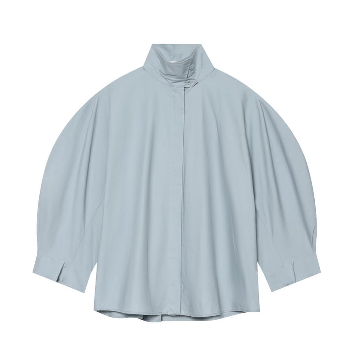 Women's Oversize Blouse with Stand-Up Collar and Kimono Sleeves Mune Fashion