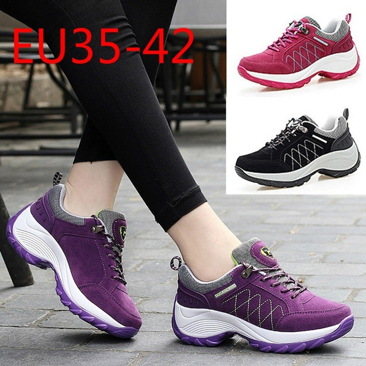 Women's Comfortable Outdoor Walking Sneakers with Reinforced Profile Sole and Padded Ankle Collar Mune Fashion