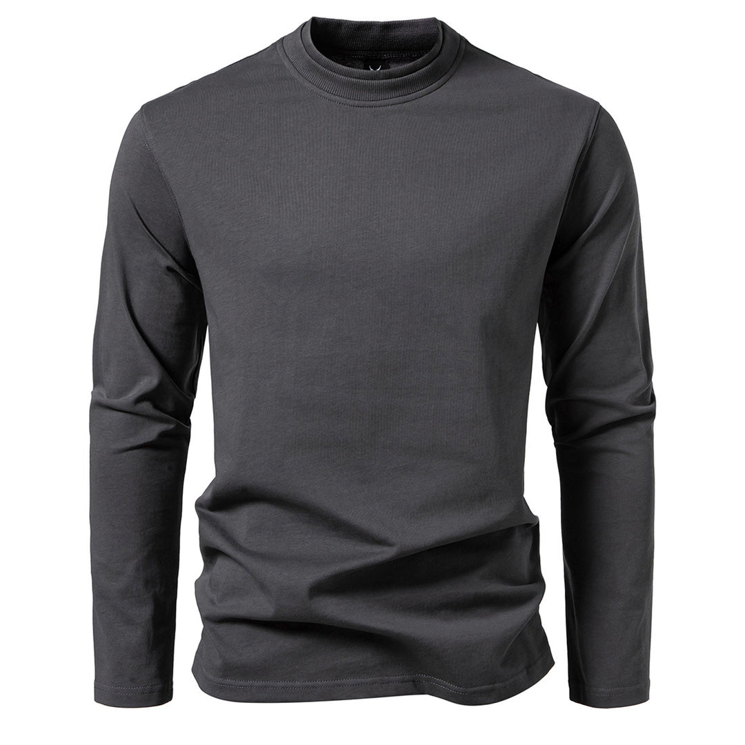 Men's Long Fine Knit Shirt with Mock Neck, Ribbed Collar and Slim Silhouette Mune Fashion