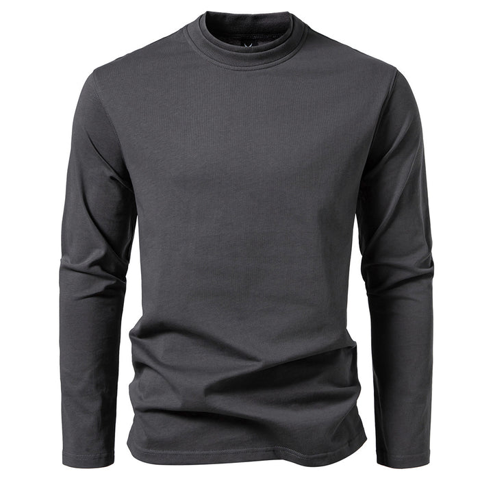 Men's Long Fine Knit Shirt with Mock Neck, Ribbed Collar and Slim Silhouette Mune Fashion