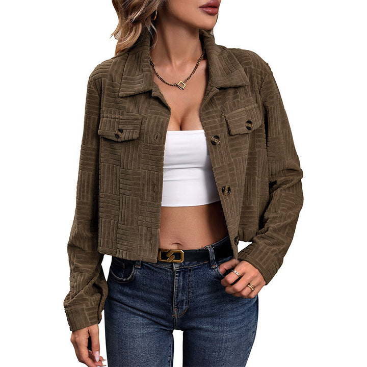 Women Embossed Short Jacket Mune Fashion
