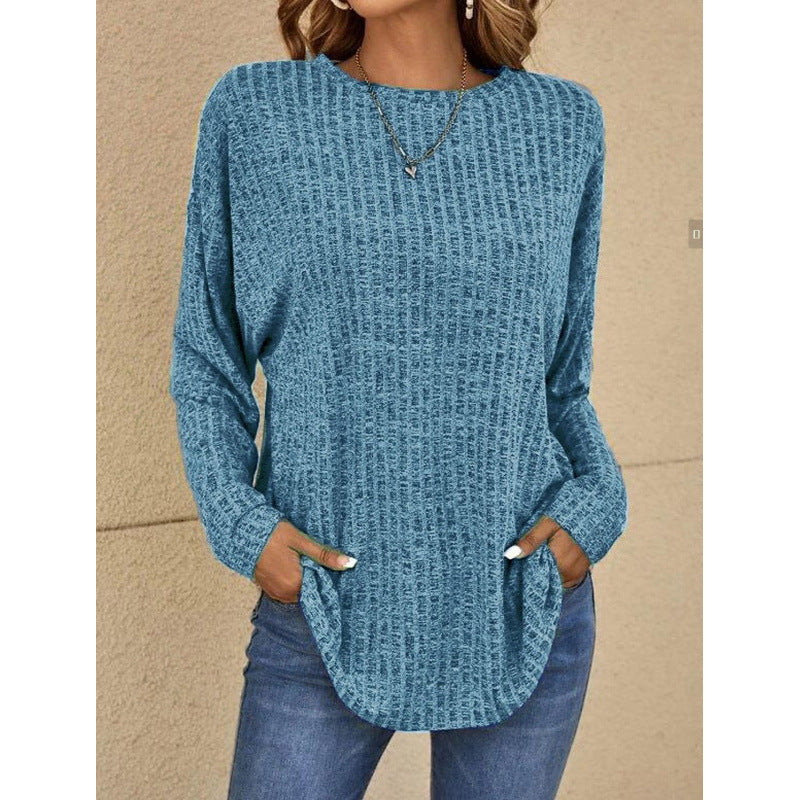Women's Oversized Structured Knit Sweater with Round Neck and Pockets Mune Fashion