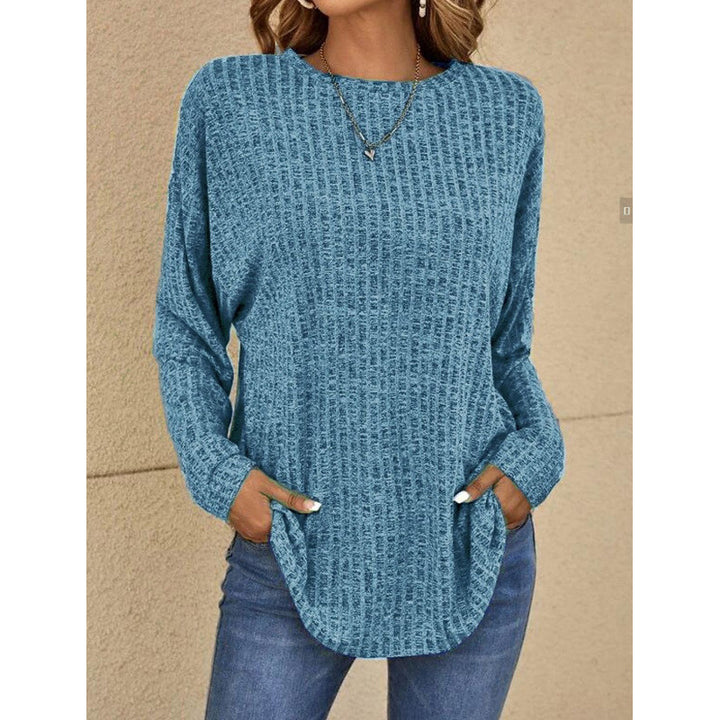 Women's Oversized Structured Knit Sweater with Round Neck and Pockets Mune Fashion