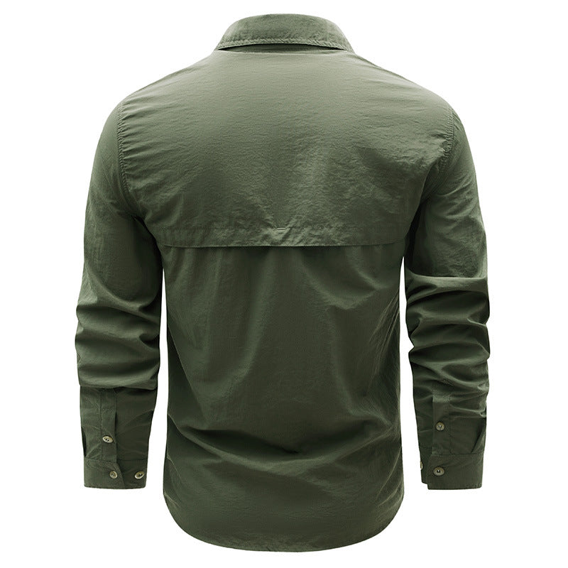 Men's lightweight ripstop trekking shirt with two flap chest pockets, concealed zipper pocket, and breathable fabric Mune Fashion