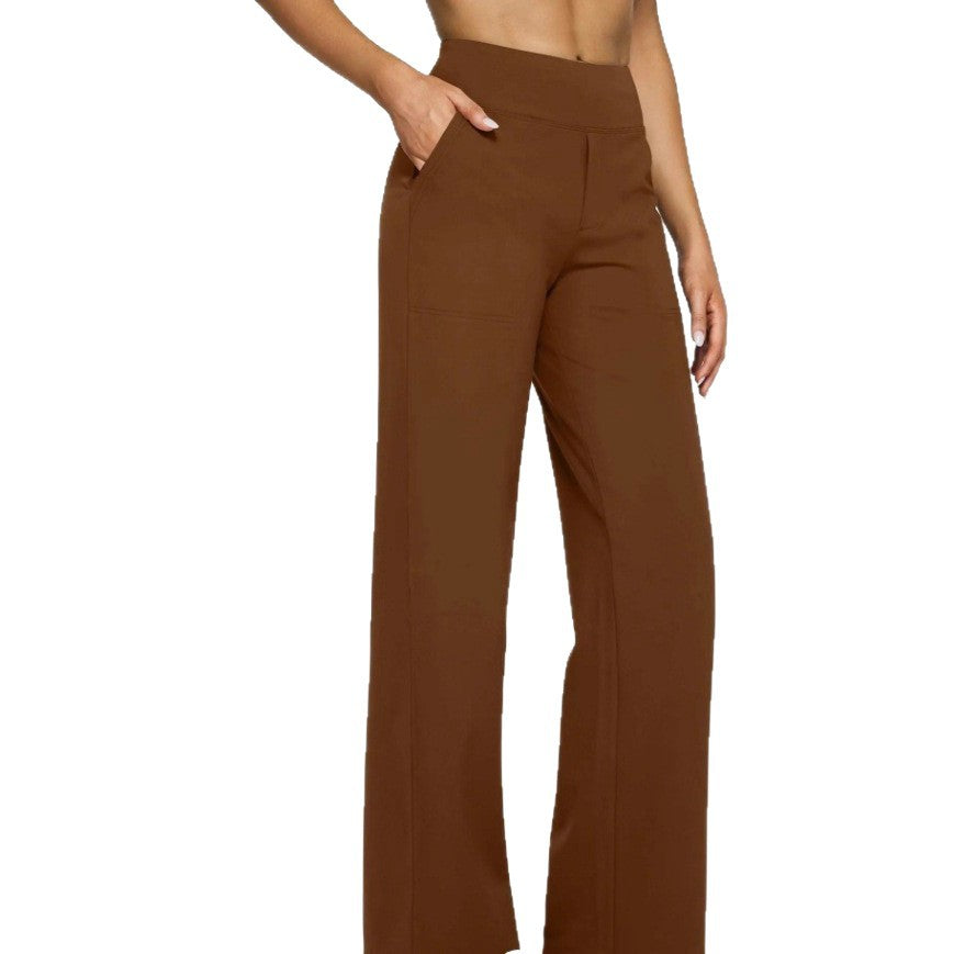 Women wide-cut Palazzo pants with high-cut comfort waistband and side pockets Mune Fashion