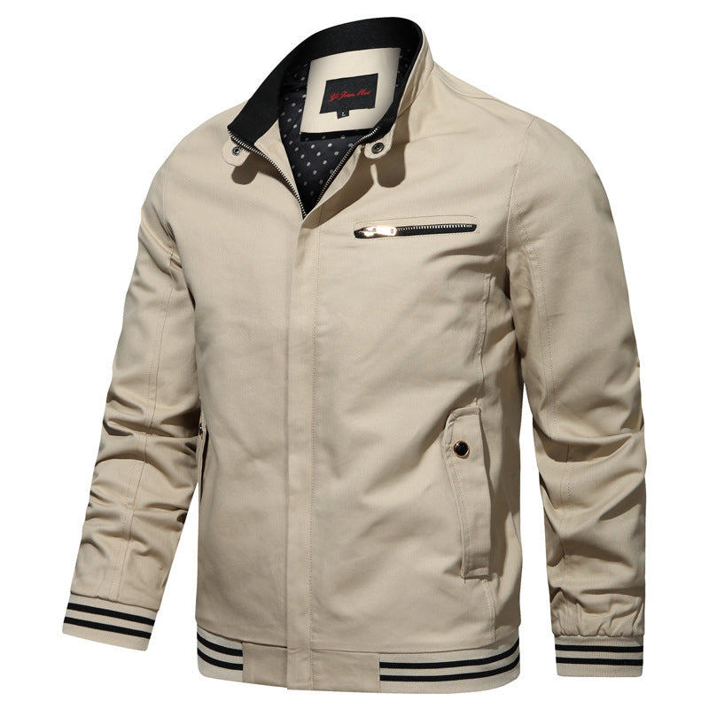 Men's nano urban blouson with contrast-trimmed stand-up collar, striped ribbed cuffs, and chest zip pocket Mune Fashion