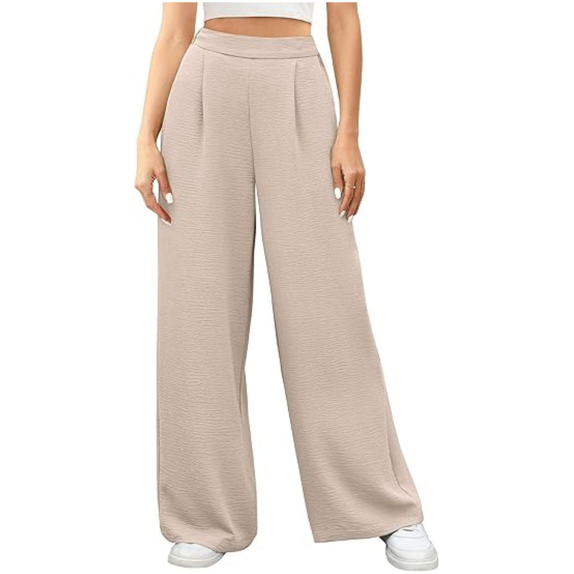 Women's wide High-Waist Palazzo pants with textured fabric Mune Fashion