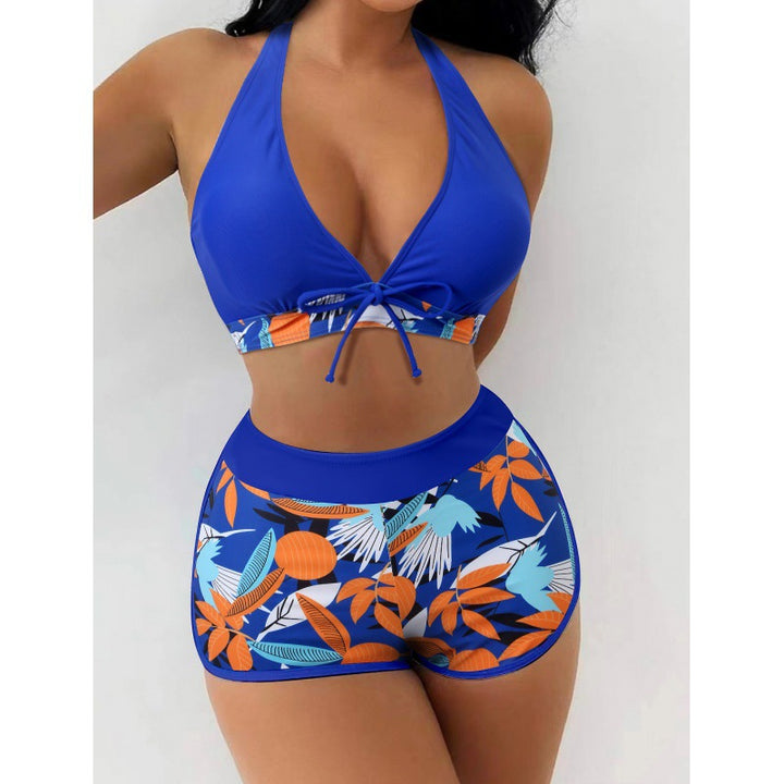 Women High-neck Bikini with Playful Floral Pattern Mune Fashion