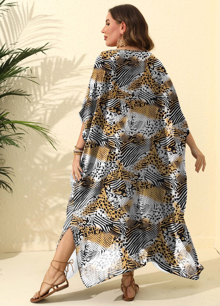 Women’s kaftan with asymmetric cut and animal print Mune Fashion