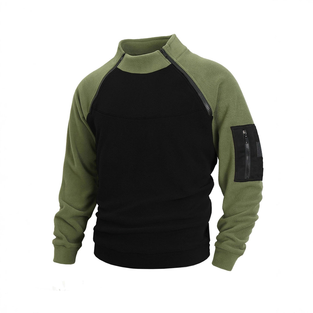 Men's nan technical fleece half-zip pullover with asymmetric shoulder zippers and zippered arm pocket Mune Fashion