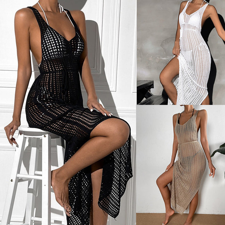 Ladies crocheted maxi dress with fitted cut and side drawstring Mune Fashion