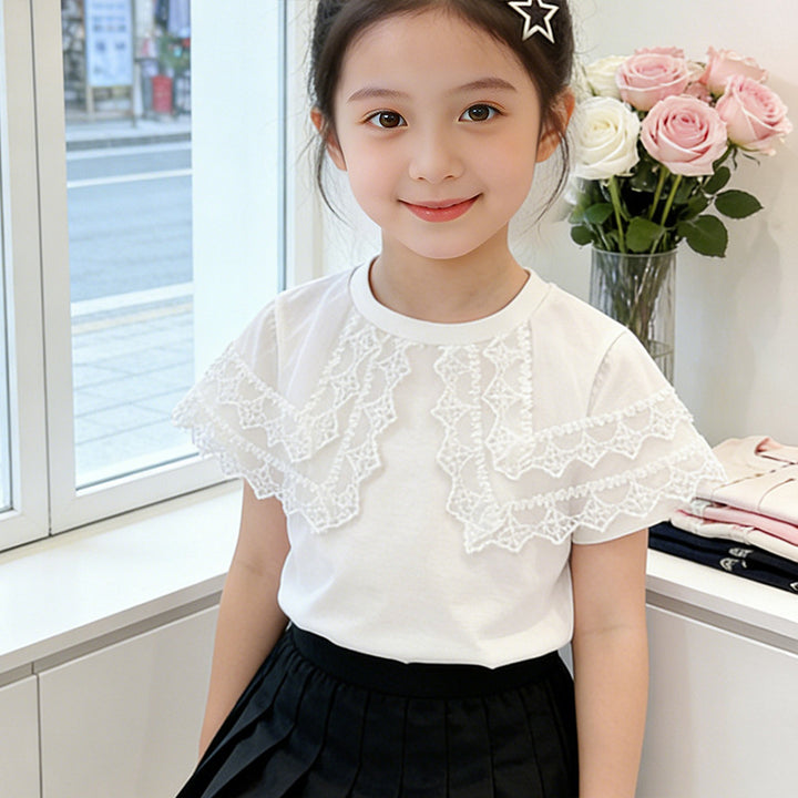 Girl T-shirt with ruffle details Mune Fashion