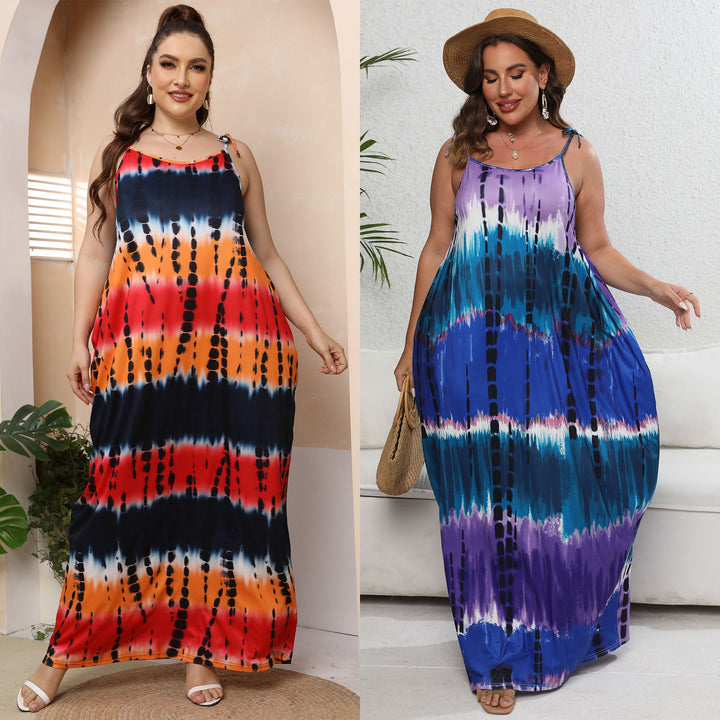 Women's airy maxi dress with colorful tie-dye pattern Mune Fashion