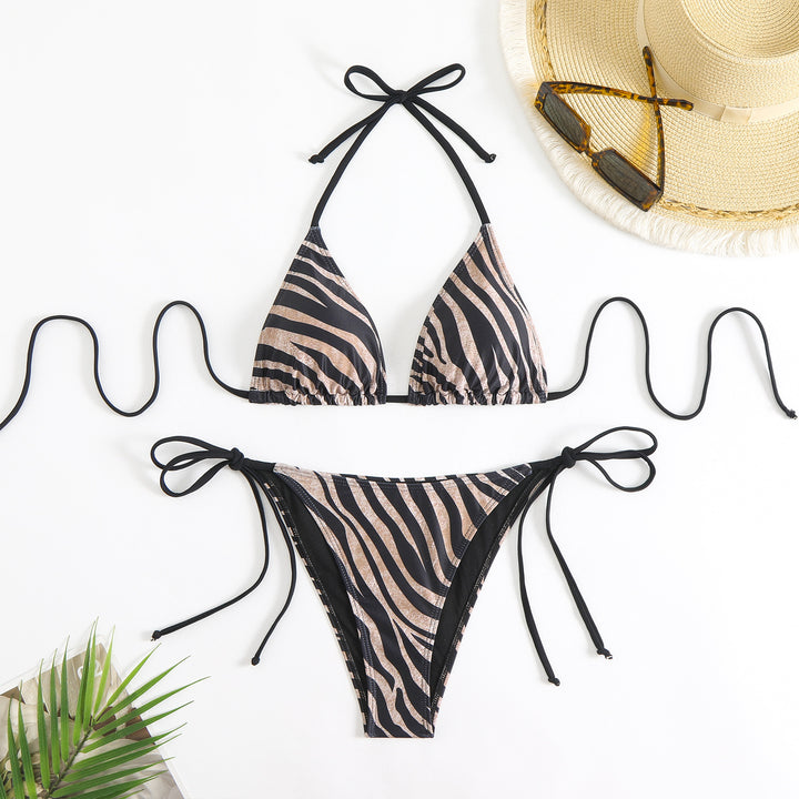 Women's Triangle Bikini Set with Adjustable Straps and Exciting Zebra Pattern Mune Fashion