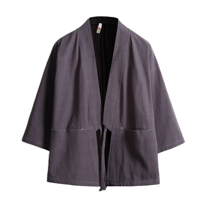 Unisex light Kimono jacket made of a lightweight cotton blend with a loose fit and tie belt Mune Fashion