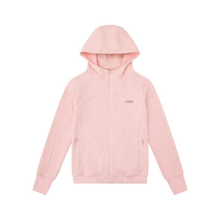 Women's hooded cardigan with cable knit pattern, full zip and side pockets Mune Fashion