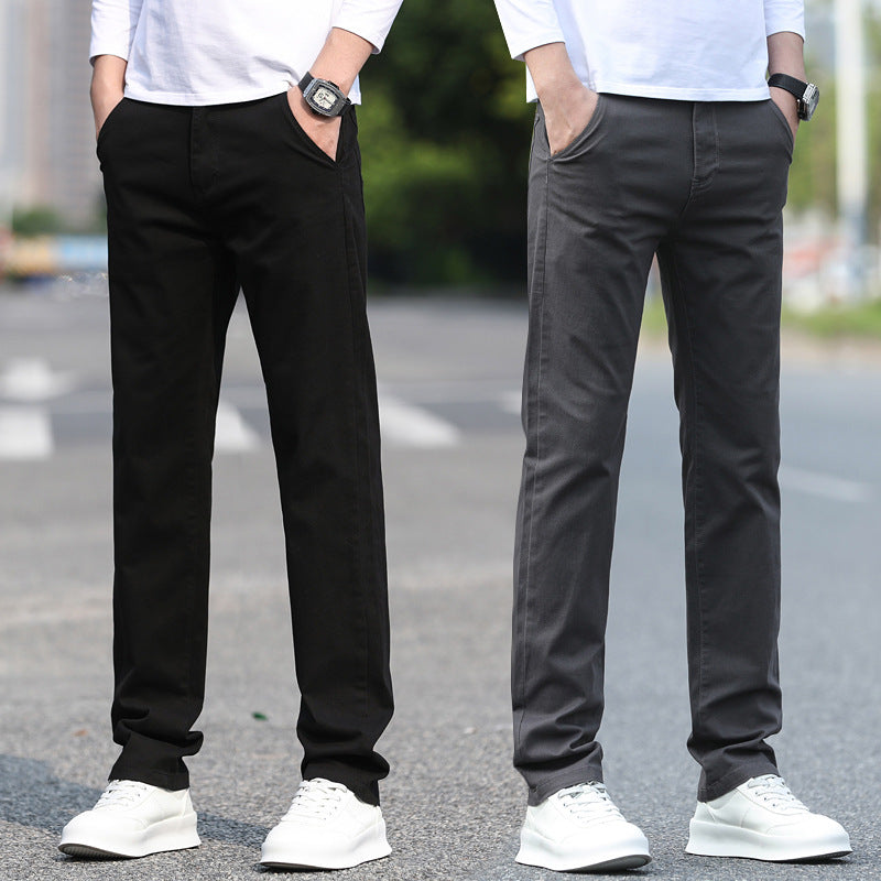 Men's Slim Fit Stretch Pants with Elastic Waistband and Straight Leg Mune Fashion