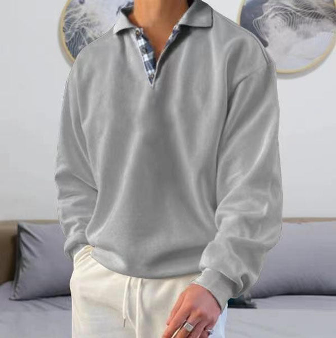 Men's casual sweater with polo collar and concealed check inner lining made of cotton blend Mune Fashion