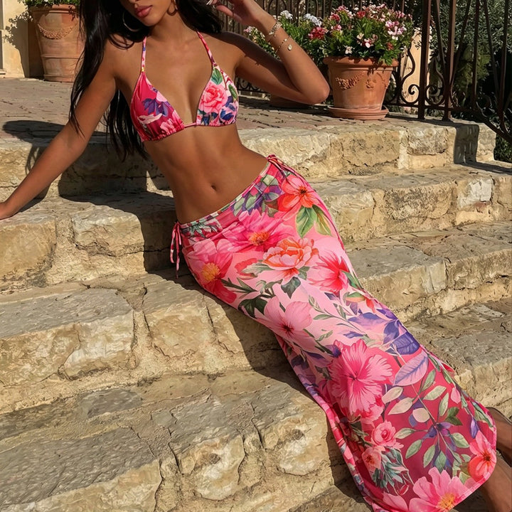 Women's triangle bikini with floral and animal pattern Mune Fashion