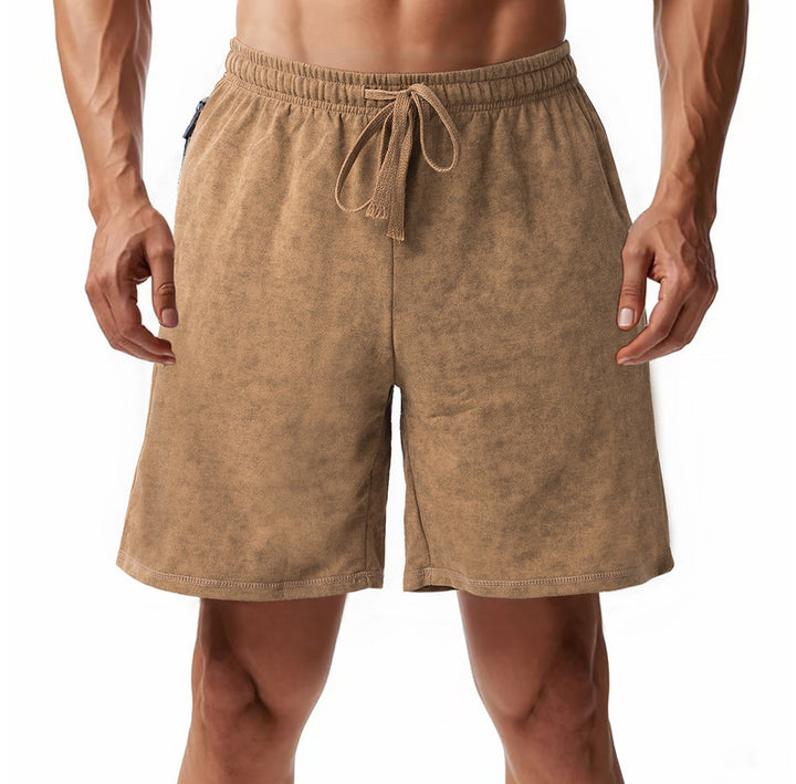 Men's lightly fitted terry shorts with elastic waistband, drawstring and side pockets Mune Fashion