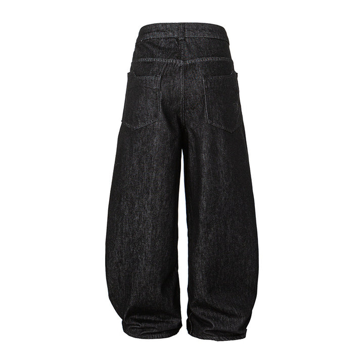 Women Wide Harem Denim Pants with High Waist and Balloon-Shaped Leg Mune Fashion
