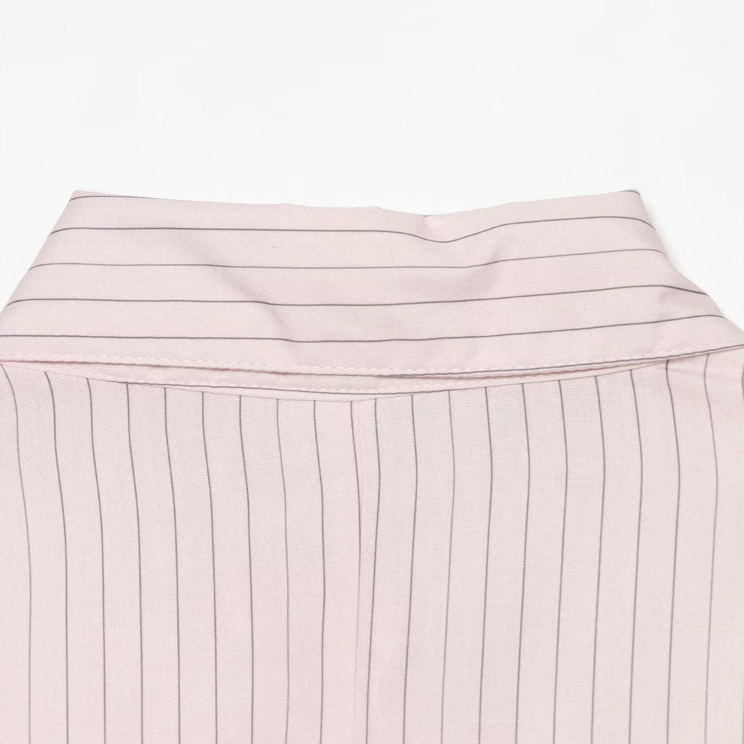 Women's shirt blouse with waist bow and pinstripe design Mune Fashion