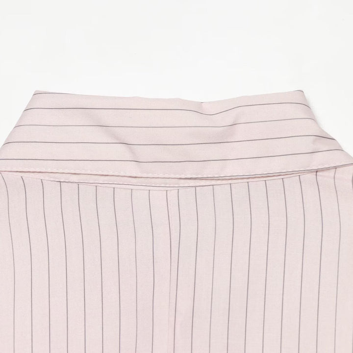 Women's shirt blouse with waist bow and pinstripe design Mune Fashion