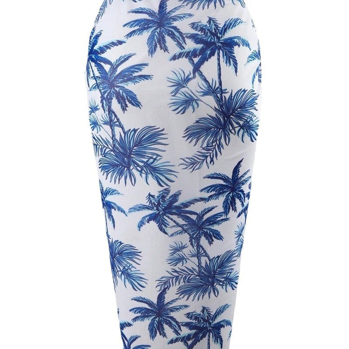 Women's jumpsuit with floral palm print and elegant overlay Mune Fashion